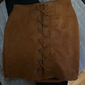 Camel suede skirt